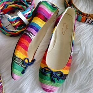2568 Anthropologie Meg rainbow stripe flats